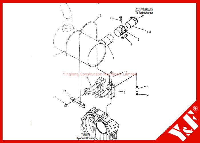 Aftermarket Muffler 6738-11-5510 For Komatsu PC200-7, PC220-7, PC210-7 Excavators