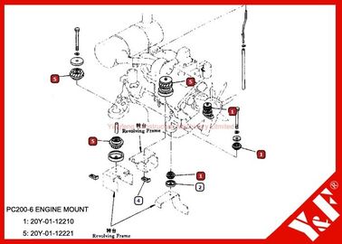 OEM Komatsu Spare Parts PC200-6 Engine Mounting 20Y-01-12210 20Y-01-12221